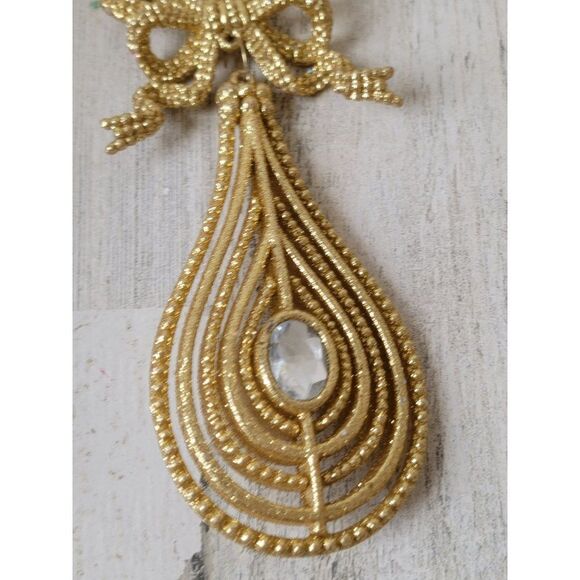 Abstract golden glitter teardrop bow ornament Xmas decor - Picture 6 of 6